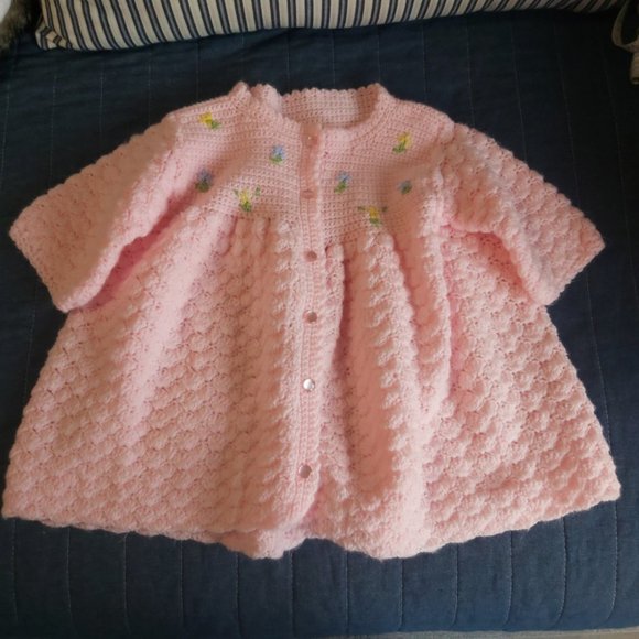 Hand Crafted Other - 3$25 baby girl sweater pink handmade sweater coat, size 24 months